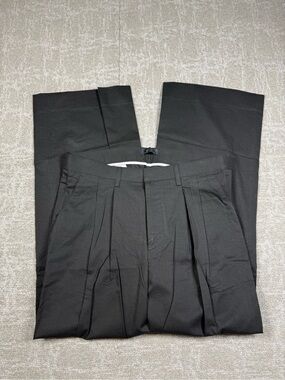 Oak + Fort Black made In Korea Cotton Baggy Wide Leg Trouser Pant Size Large